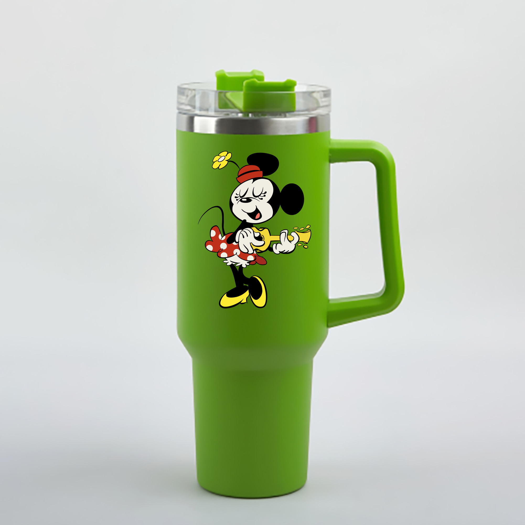 （画像用） ミッキーマウス Mickey Mouse 1200mL車用タンブラー - クリスタルステッカー（プラスチックストロー付き）